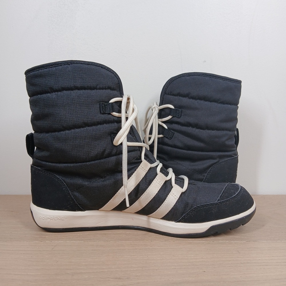 Adidas Winter Boots Women 8 Black Textile Climaheat Traxion Lace Up Outdoor Snow - Picture 7 of 11
